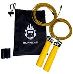 Burnlab Pro Power Plus Skipping Rope - Anti Slip, Adjustable, Ball Bearing Design for Gym, Crossfit, Double Unders, Speed Jumping, Boxing, Cardio and Weight Loss - for Men and Women (Yellow)