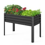 mestyl Galvanized Raised Garden Bed Outdoor for Vegetables Flowers Herb, Elevated Metal Planter with Legs, Metal Garden Box for Gardening Backyard, Easy Assembly, 48x24x32in, Black