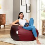 Amazon Brand - Solimo Faux Leather Xxl Bean Bag Cover Without Beans (Brown And Tan), Capacity: Upto 5.8 Ft Height, 85 Kg Weight