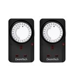 Desiretech Plug-in Timer Switch - 24 Hour Segment Timer - Controls Appliances Up to 3120W, Home Security Switch, Deters Burglars, Automatic On/Off, Ideal for Christmas Lights (2 Pack) - Black