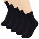 YOSENDE Black Socks Womens Crew Cotton 5 Pairs