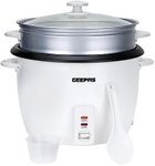 Geepas 350W Rice Cooker & Steamer with Keep Warm Function, 0.6L | Automatic Cooking, Non-Stick Inner Pot | Make Rice & Steam Healthy Vegetables | Includes Measuring Cup, Spatula & Power Cord