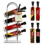 Luxury Olive Oil Food Gifts - Olive Oil Gift Set with 4 Infused Olive Oil & Balsamic Vinegar in Metal Rack - Italian Cooking Gifts & Chef Gifts for Women & Men