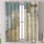 Shrahala Grey Abstract Art Blackout Window Curtains, Beige Painting Thermal Insulated Curtains Grommet Top Window Drapes for Living Room, Bedroom (2 Panels,52 x 63 in)