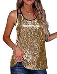 Zeagoo Women's Sleeveless Sequin Top Sparkle Shimmer Camisole Vest Tank Tops Golden Medium