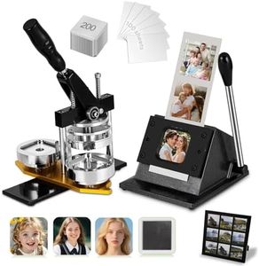 2x2in Magnet Maker Machine, 50x50mm Square Fridge DIY Photo Refrigerator Sticker Button Press Machine with Paper Cutter + 200set Supplies + 100pcs Photo Paper + 2 Photo Frame