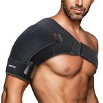 Suptrust Shoulder Brace for Men and Women: Shoulder Stability Support Brace Adjustable Fit Sleeve Wrap - Relief for Shoulder Injuries and Tendonitis - One Size Regular