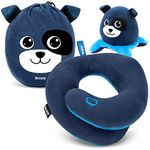 BCOZZY Kids Chin Supporting Travel Pillow for 3-7 Y/O- Stops the Head from Falling Forward- Comfortable Road Trip Essential. Soft, Washable, Small Size, Navy, Dog Bag and Dog Moodizz
