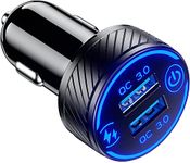 KEWIG Car Charger, Dual QC3.0 Port Fast USB Car Charger Adapter, 36W/3A Quick Charge Car Phone Charger with Blue LED & Touch Switch Fit for Phone 12/11 Pro/Max/8, Galaxy S21/20/10/9