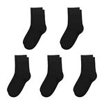 Kids Bamboo School Socks Super Soft flat Seam Solid Color Socks Anti Odor Thin Breathable Stretch Cuffs Girls Boy 5 Pairs (Medium, Black)