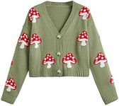 SweatyRocks Women's Long Sleeve Button Front V Neck Soft Knit Cardigan Sweaters Mushroom Green S