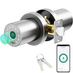 FITNATE Fingerprint Door Knob with Keypad, Smart Door Knob with App Control, Biometric Door Lock Keyless Entry Door Lock for Bedroom, Apartment, Hotel, Office (Silver)