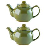 Price & Kensington Traditional Ceramic Tea Serving Teapot 2 Cup Olive Green (Pack of 2)