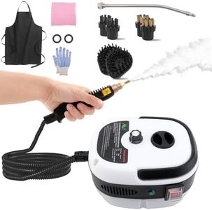 Steam cleaner,Handheld Steamer for Cleaning with 6 Brush Heads, 6 Speeds High Pressure Temperature Portable Steam Cleaner for Upholstery,Kitchen,Furniture Bathroom Car,Grout and Tile (White)
