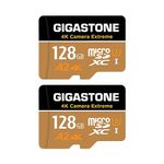 [5-Yrs Free Data Recovery] Gigastone 128GB Micro SD Card 2-Pack, 4K Camera Extreme MAX, MicroSDXC Memory Card R/W up to 160/100 MB/s, for GoPro, Action Camera, DJI, UHS-I U3 A2 V30 C10, with Adapter