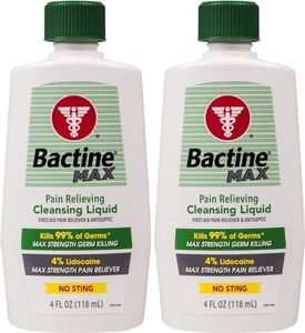 Bactine Max Pain Relieving Cleansing Liquid with Lidocaine, First Aid Pain + Itch Relief, Kills 99% of Germs*, 4oz 2 Pack