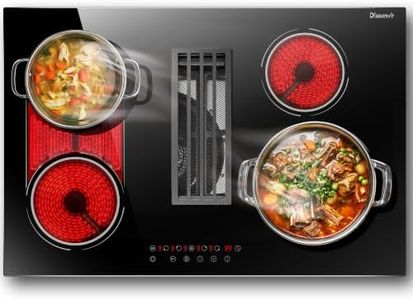 Disaenvir 30 Inch Electric Cooktop with Downdraft Vent 7400W, Ductless