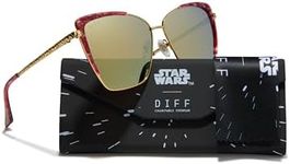 DIFF | Star Wars Queen Amidala Cat Eye Sunglasses for Women UV400 Protection, Marbled Royal Red Hammered Gold