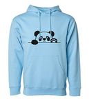 More & More Unisex Regular Fit Fleece Hooded Neck Hoodie (Panda Hoodie Aqua13 Years-14 Years_Aqua Blue_13 Years-14 Years)