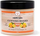 Chopping Board Finish Wax (6oz) by CLARK'S - Enriched with Lemon & Orange Oils - Made with Beeswax and Carnauba Wax - Chopping Block Wax