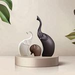 SRJANA Home Décor Elephant Family Matte Finish Ceramic Figurines - (Set of 3, Matte Brown)