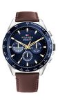 Tommy Hilfiger Men's Stainless Steel Quartz Watches, Blue Brown, Leather