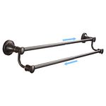 WOLIBEER Bronze Double Towel Bar, Adjustable 14.96 to 26.57 inches Towel Holder Oil Rubbed Farmhouse Towel Rack Rustic Towel Hanger Bathroom Wall Mounted