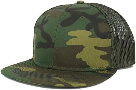 Armycrew Oversize XXL Blank Camouflage Flatbill Mesh Snapback Cap, Camo Olive, XX-Large