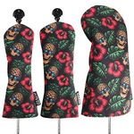 VIXYN Golf Head Covers - 3 Pack Golf Club Covers for Driver, Woods and Hybrid - Driver Headcover to Fit All Golf Clubs (Pineapple Skull)