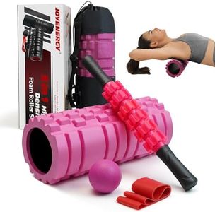 JOYENERGY 5 in 1 Foam Roller Set, Trigger Point Foam Roller Patented, Massage Stick, Massage Ball, Resistance Band for Deep Muscle Massage Pilates Yoga, Fitness Exercise for Whole Body