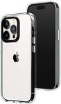 RHINOSHIELD Crystal Clear Case Compatible with [iPhone 13 Pro] | Advanced Yellowing Resistance, High Transparency, Protective and Customizable Clear Phone Case - Black Camera Ring