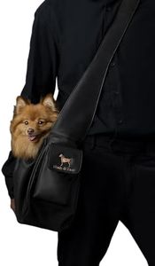 Noah & Paw Dog Sling Carrier for Small Medium Dogs & Puppies, Dog Carrier with Adjustable Padded Strap, Premium Leather, Insulated with Soft Breathable Fur, Double Safety Feature, Machine Washable