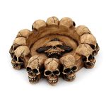 RURAUOGR Resin Skull Ashtray Cigarette Ash Container Human Skull Ashtray with 4 Cigarette Slots Smoking Room Office Bar Ornament Halloween Decor Scary Fantasy Gifts for Smokers (Brown)