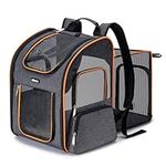 BABEYER Dog Backpack Carrier,Expandable Safe and Ventilated Puppy Travel Carrier Bag for Medium Cats Small Dogs Fit Up to 18lbs Walking Hiking Outside Vet Visit,Grey