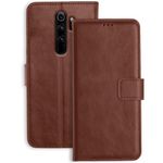 Profov Redmi Note 8 Pro Leather Flip Cover | Shockproof | 360 Protection | Wallet Style Magnetic Closure Back Cover Case for Redmi Note 8 Pro (Brown)