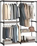 SONGMICS Portable Closet, Freestanding Closet Organizer, Clothes Rack with Shelves, Hanging Rods, Storage Organizer, for Cloakroom, Bedroom, 54.3 x 16.9 x 71.7 Inches, Taupe URYG025R02