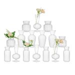 Modern Clear Glass Bud Vase Bulk Set: Glasseam 16Pcs Small Mini Flower Centerpieces Vases Handmade DecorativeCute Short Window Corner Home Decor for Wedding Reception Dining Table Single Rose