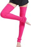 Nanxson Women's Winter Knit Leg Warmer Over Knee High Footless Socks Warm Long Leg Warmers for Yoga, Pole Dance (Small, Rose Red)