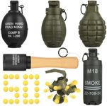 Tactical Toy-Grenade for CS Battle Game,5Pcs Fall Resistant Refillable Fun Impact,Hand Fake Grenade Toy with 50 Foam Ammo for 14+ Outdoor Sport