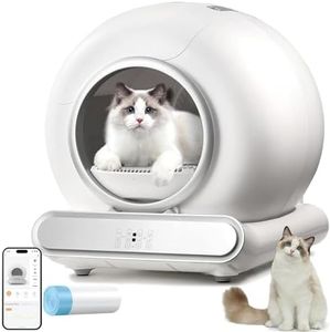 Arenero Autolimpiable para Gatos Silenciosa Caja de Arena Automática Integrada Segura 65L WC Gatos Automatico Inodoro Control de App,Protección de Seguridad integrada ﻿