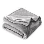 Bare Home Fleece Blanket - Twin/Twin Extra Long Blanket - Light Grey - Lightweight Blanket for Bed, Sofa, Couch, Camping, and Travel - Microplush - Ultra Soft Warm Blanket (Twin/Twin XL, Light Grey)