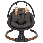 Uuoeebb Baby Bouncer, Portable Electric Baby Swing with Bluetooth, 5 Swing Speed, 10 Songs, 5-Point Harness, Remote Control & Touch Panel - Bouncer from Birth for Indoor & Outdoor Use (Dark Black)