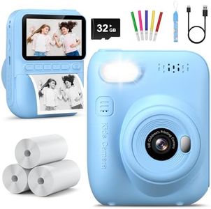 Kids Instant Print Digital Camera, Portable Travel Camera Toy with 1080P Videos, Holiday Birthday Easter Gifts for Kids Age 3-12, Toddler Toys for 4 5 6 7 8 9 Year Boys Girls（Blue
