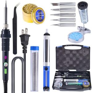 YIHUA 947-III 60W Soldering Iron Kit Adjustable Temperature with Sticky Holder, Tip Cleaner, Cleaning Sponge Power Switch, Operation Indicator, Portable Soldering Kit