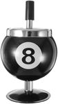 IMIKEYA Push Down Cigarette Ashtray Creative No. 8 Billiards Ball Shape Ashtray with Spinning Tray for Indoor Outdoor Smoking without Base (Black)