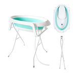 Baby Bath with Frame, Blue Baby Bathtub with Frame, Foldable Bathtub Baby Large with Insert for Baby 0-12 Years and New Mother, Baby Tub with 30 Litre Volume, Baby Carrycot with Stand