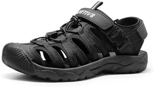 NORTIV 8 Men's Sandals, Closed Toe Athletic Sport Sandals, Mens Summer Shoes, Lightweight Trail Walking Sandals for Men Black Size 7 US SNAS222M
