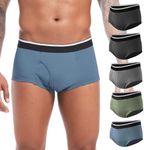 TIICHOO Incontinence Underwear for Men Washable Mens Incontinence Briefs Leakproof Underwear 50 ml Absorbency 5 Pack(Medium, 2 Black/Dark Grey/Green/Blue)