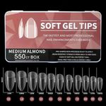 Styfy Nail Tips | Soft Gel Full Cover Nails | Matte Acrylic Nail Tips Artificial False Nails with Box Fake Nail Extension for Nail Salons DIY Nail Art (Medium Almond Nail Tips | Matte Finish, 550 pcs)