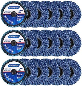 TSOAPX 15 PCS Flap Disc Set, 2" Zirconia Blue Flat Flap Discs Roll Lock Grinding Sanding Sandpaper Wheels Grit 36/60/80, Surface Prep Discs for Angle Grinder Strip Rust Paint Removal